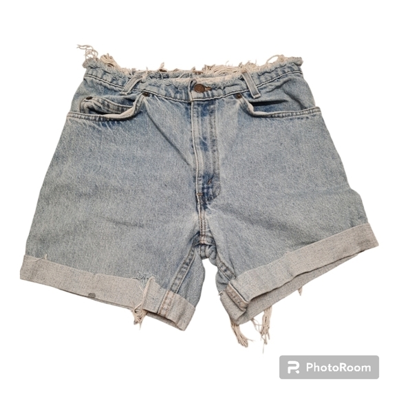 LEVI'S 550 (W 29, L 30) Relaxed Fit Student Highly Distressed Jean Shorts Blue - Picture 1 of 9